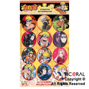 NARUTO STICKERS AUTOADHESIVOS X 24 UNIDADES